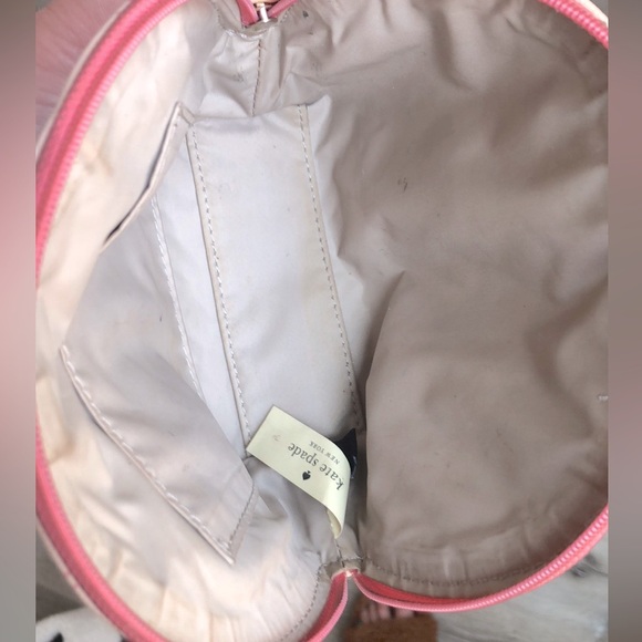 [kate spade] Flamingo Printed Quality Leather Zip-Up Pink Cosmetic Small Bag - Picture 10 of 10